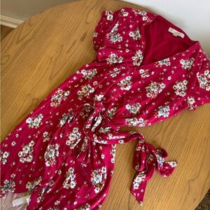 Floral Red Wrap Dress